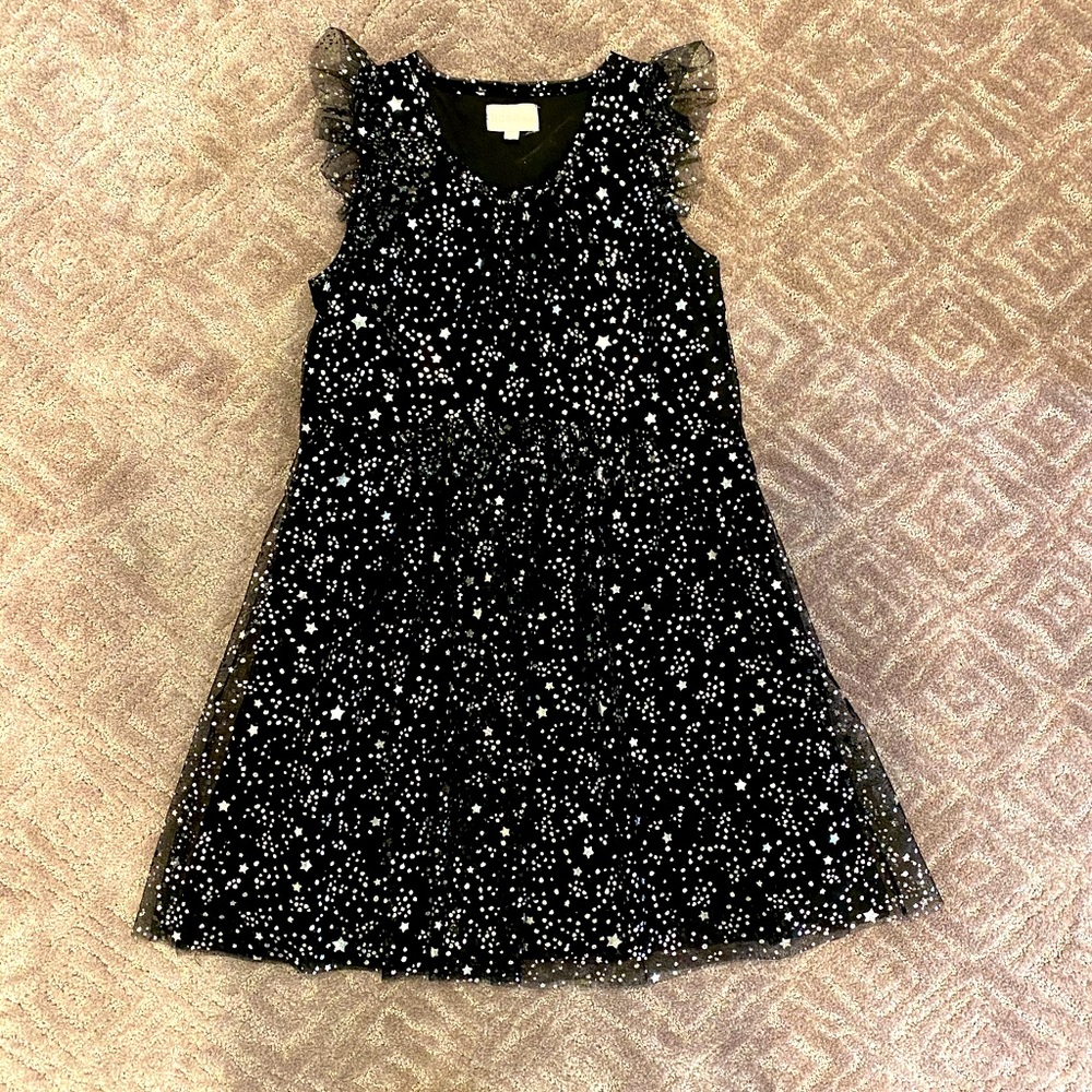 Girls BCBG Blk/Silver Star Party Dress-Sz 12 MINT!